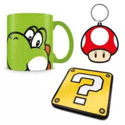 Poklon set Super Mario - ?oši - šolja, podmetač i privezak za ključeve