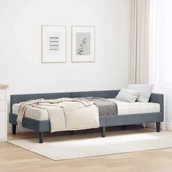 Kutni krevetni okvir s madracem Ostalo 2 pcs Siva Baršun