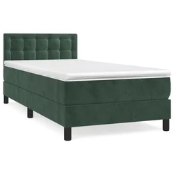 Vidaxl Box spring postelja z vzmetnico temno zelen 90x190 cm žamet