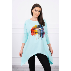 Oversize blouse with a rainbow mint print