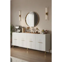 Hanah Home komoda Ida 180, 180 cm, bela / zlatna