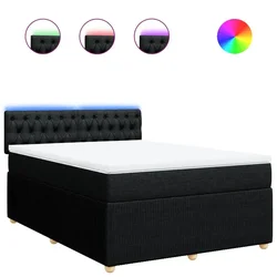 Vidaxl Box spring postelja z vzmetnico črna 140x200 cm blago