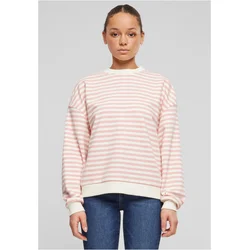 Womens Oversized Striped Sweatshirt - Pink/Cream