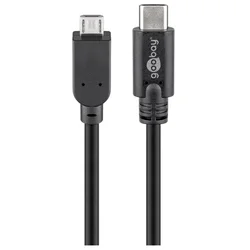 Goobay USB 2.0 priključni kabel [1x USB 3.1 vtič C - 1x USB 2.0 vtič Micro-B] 1 m črn pozlačeni k