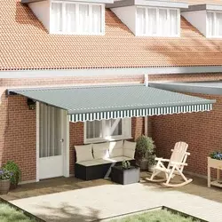 Skrovita tenda Zelena i bijela 4 × 3 m Platno i Aluminij
