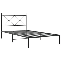 Vidaxl Kovinski posteljni okvir z vzglavjem črn 100x190 cm