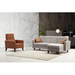 Atelier del Sofa Set Ugaona garnitura i fotelja Polya L Svetlosivi