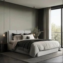MID.YOU OBLAZINJENA POSTELJA 180 cm x 200 cm , les, tekstil, leseni material svetlo siva
