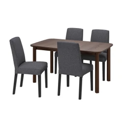 STRANDTORP / BERGMUND Sto i 4 stolice, smeđa/Gunnared siva, 150/205/260 cm