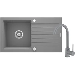 Deante ZQZ S113 Sudopera, 1 korito, 15cm, Granina + BEU S62M Slavina, 355mm, Siva