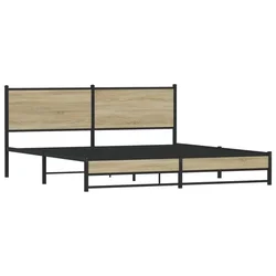 Vidaxl Kovinski posteljni okvir brez vzmetnice sonoma hrast 183x213 cm