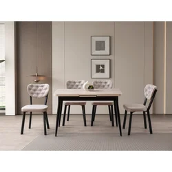 HANAH HOME Produžni trpezarijski sto Travertin Crno Ay 1186