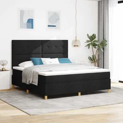 LED Box Spring Krevet s uzglavljem Crna 180 x 200 cm tkanina