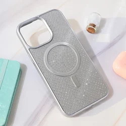 Maska za telefon iPhone 15 Pro Max CRYSTAL GLOW, Magsafe, Srebrne boje