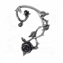 Uhani ALCHEMY GOTHIC - Black Rose Earwrap - E410