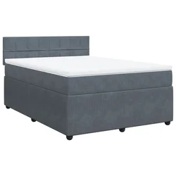 Vidaxl Box spring postelja z vzmetnico temno siva 140x200 cm žamet