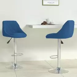 Vidaxl vidaXL Barski stoli, komplet 2 kosov, modri, oblazinjeni z žametom