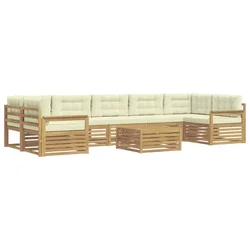 Set vanjskih sofa 8 pcs Bijela i krem Čvrsto drvo akacije