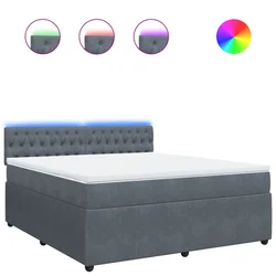 Vidaxl Box spring postelja z vzmetnico temno siva 180x200 cm žamet