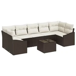 Vidaxl Kavčna garnitura Rjava in krem 55 x 55 x 37 cm poli ratan