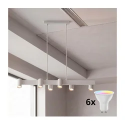 Brilagi - LED RGBW luster na sajli SELE, prigušiva, 6xGU10/6,5W/230V, bela