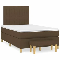 Vidaxl Box spring postelja z vzmetnico temno rjava 120x190 cm blago