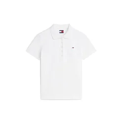 Tommy Jeans Majica Slim Fit Five-button bela