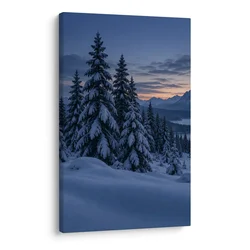 Slika zasanjane smreke ob jezeru - 30x40