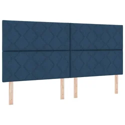 Vidaxl Postelja z vzmetnico z LED trakami Modra 200 x 200 cm blago