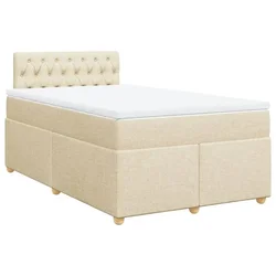 Vidaxl Box spring postelja z vzmetnico krem 120x190 cm blago