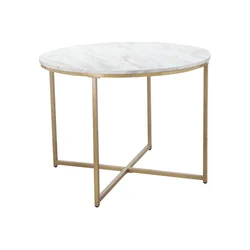 Miza Denton 1422 Beli marmor, Zlata, 76cm, MDF plošča, Kovina