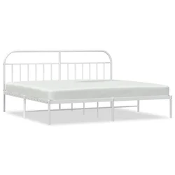Vidaxl Kovinski posteljni okvir z vzglavjem bel 200x200 cm