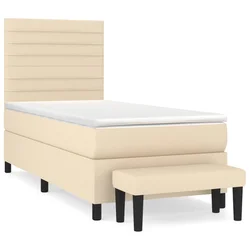 vidaXL vidaXL Box spring postelja z vzmetnico krem 80x200 cm blago, (20893173)