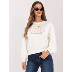 Ženska ecru oversized bluza z napisi