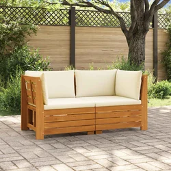 Set vanjskih sofa s jastukom 2 Komad Smeđa Čvrsto drvo akacije