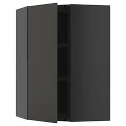 METOD Ugaoni zidni element s policama, Crnosiva/Nickebo boja antracita, mat, 68x100 cm