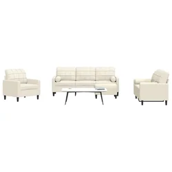 4-dijelni set sofa s jastucima krem baršunasti