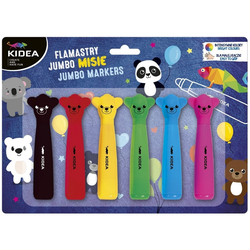 Derform Kidea Jumbo flomastri s figuricami medvedkov, 6 barv