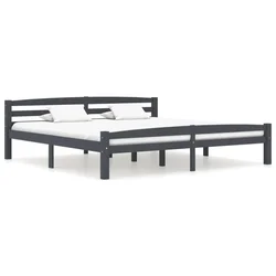 shumee vidaXL Posteljni okvir temno siv masiven borov les 200 x 200 cm
