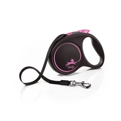 FLEXI Povodac za pse Black Design M 5m crno-roze
