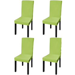 VIDAXL ravna raztegljiva prevleka za stol (4 kosi), zelena
