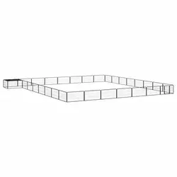 Ograda za pse s 32 panela crna 100 x 50 cm čelik obložen prahom