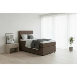 MID.YOU BOXSPRING POSTELJA 90 cm x 200 cm , tekstil, leseni material rjava
