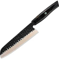 Damasku kuhinjski nož ZA-37581 - Santoku / Crna / Smeđa KP37581