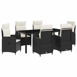 Vanjski set za objedovanje 7 pcs Crna i krem-bijela