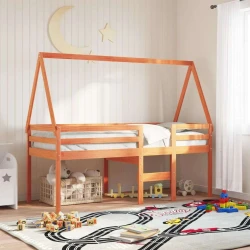 Vidaxl Streha za otroško posteljo voščeno rjava 199x95,5x88cm borovina