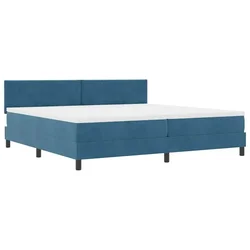 Vidaxl LED Box Spring Postelja Temno modra 200 x 200 cm Žamet