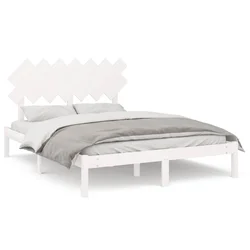 Vidaxl Posteljni okvir bel 140x200 cm trden les