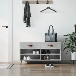 Klupa za cipele siva boja betona 102x35x55 cm konstruirano drvo