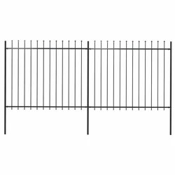 Vrtna ograda s vrhom koplja Čelik 359x150 cm Crna